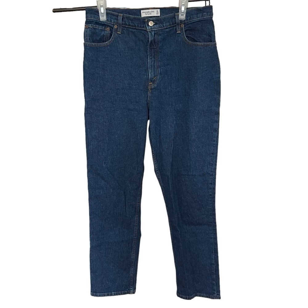 Abercrombie & Fitch Curve Love Ultra High Rise 90s Straight Jeans SZ 31/12 Blue